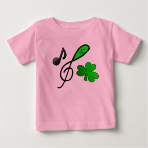 T-shirt Pour Bébé Clé de Sol de Note de Musique & Trèfle à Trois Feu