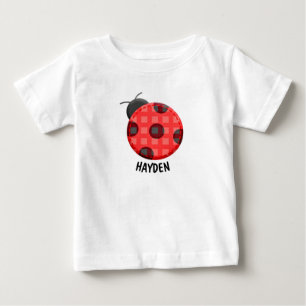 T-shirt Pour Bébé Coccinelle rouge de plaid mignon personnalisée