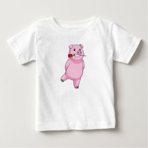 T-shirt Pour Bébé Cochon avec fleur Rose
