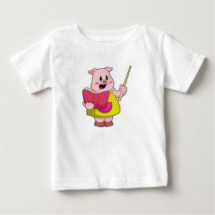 T-shirt Pour Bébé Cochon comme enseignant avec livre