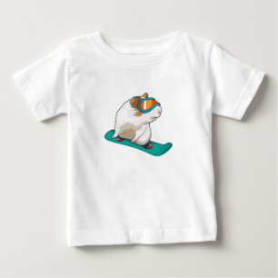 T-shirt Pour Bébé Cochon de Guinée Snowboard Snowboard