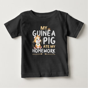 T-shirt Pour Bébé Cochon d'Inde Mignon a Mangé Mon Devoir