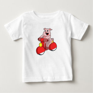 T-shirt Pour Bébé Cochon en vélo avec Scooter