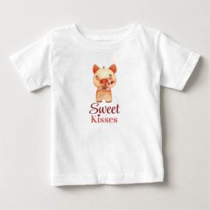 T-shirt Pour Bébé Cochon mignon. Envoi de baisers doux baisers