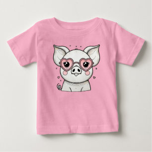 T-shirt Pour Bébé Cochon Portant des lunettes de soleil en forme de