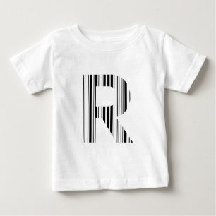 T-shirt Pour Bébé CODE À BARRES DE LA LETTRE R Premier motif de code
