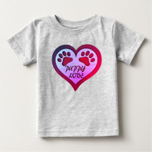 T-shirt Pour Bébé Coeur d'amour chiot avec empreintes de pattes