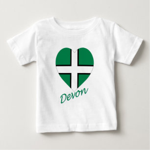 T-shirt Pour Bébé Coeur de drapeau de Devon avec le nom