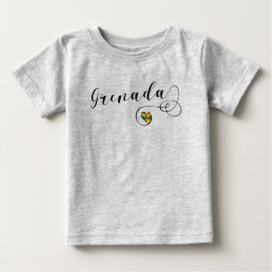 T-shirt Pour Bébé Coeur du drapeau de la Grenade, Grenade