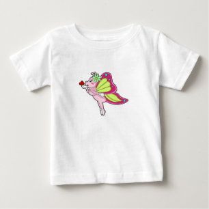 T-shirt Pour Bébé Coeur en fleurs papillon