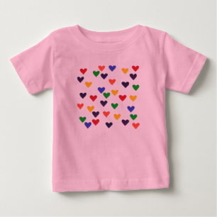 T-shirt Pour Bébé Coeurs aux couleurs des chemises arc-en-ciel