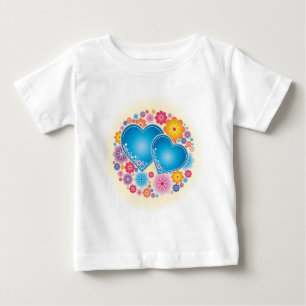 T-shirt Pour Bébé Coeurs Bleus Floral