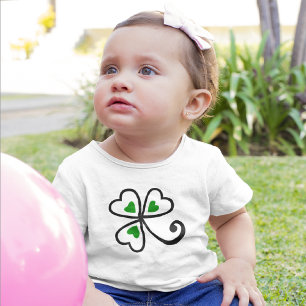 T-shirt Pour Bébé Coeurs shamrocks Chemises de Fête St. Patrick