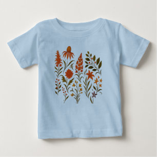 T-shirt Pour Bébé Collage botanique de fleurs sauvages d'automne vin