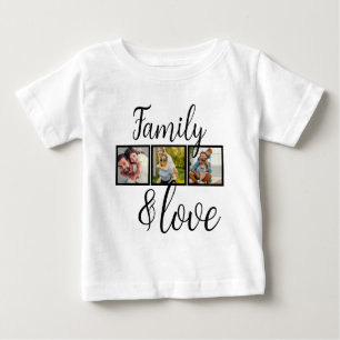 T-shirt Pour Bébé Collage photo personnalisé de famille et d'amour