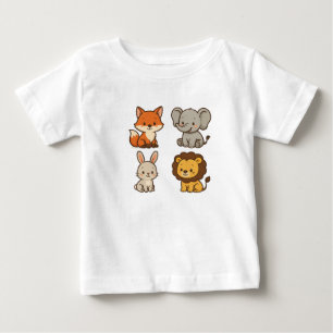 T-shirt Pour Bébé Collection d'amis animaux caricaturés