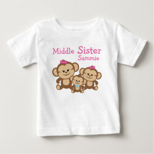 T-shirt Pour Bébé Combinaison Tutu de la sœur du milieu des singes