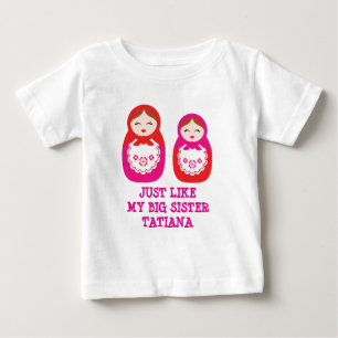 T-shirt Pour Bébé Comme ma grande soeur niché poupées chemise de nom