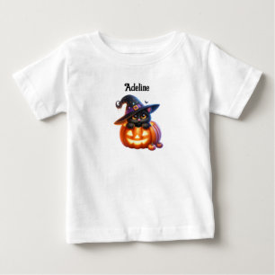 T-shirt Pour Bébé Conception de chat Halloween adorable de citrouill