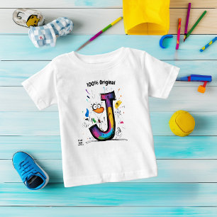 T-shirt Pour Bébé Conception de monogramme coloré J – Design amusant