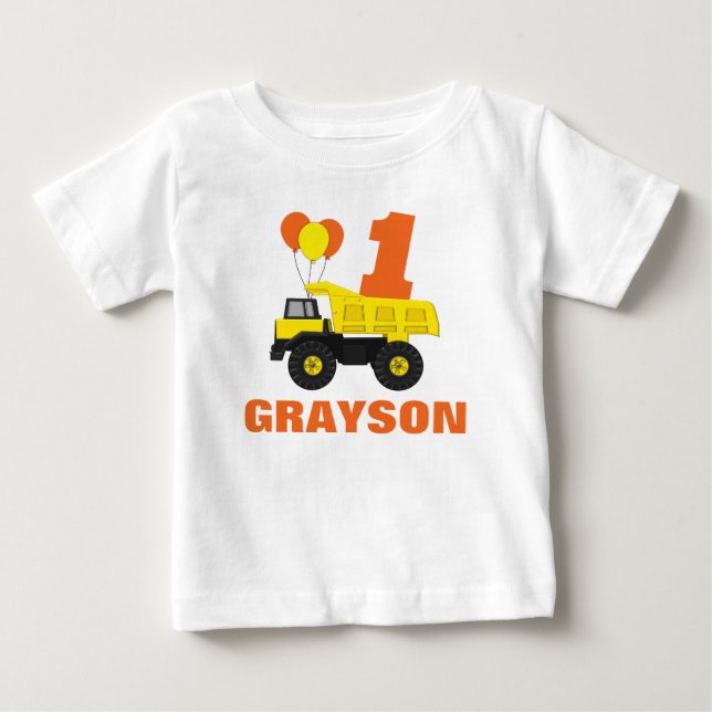 T-shirt Pour Bébé Construction Première tenue d'anniversaire, T-shir (Devant)