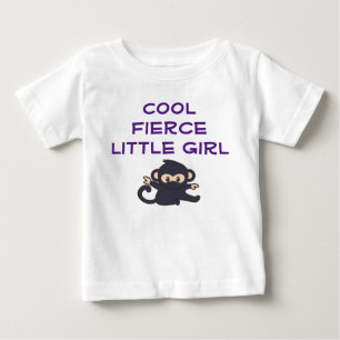 T-shirt Pour Bébé Cool Fierce Girl Funny mignonne caricature Ninja S