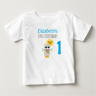 T-shirt Pour Bébé Cool Llama et souriant Kawaii Soleil 1er anniversa