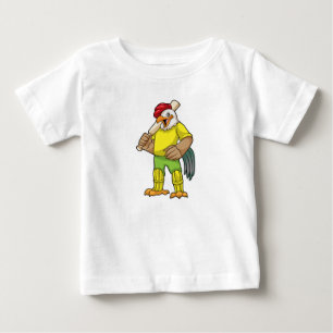 T-shirt Pour Bébé Coq en batteur avec batte de cricket