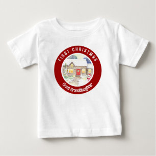 T-shirt Pour Bébé Cottage neige Premier Cercle rouge de Noël