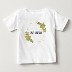 T-SHIRT POUR BÉBÉ COULEUR D'EAU FLORALE SUCCULTE CACTUS ORANGE