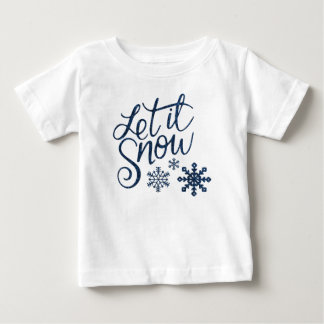 T-shirt Pour Bébé Coup de neige à Noël avec des flocons de neige ble