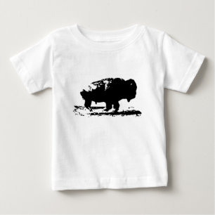 T-shirt Pour Bébé Courir Buffalo Bison Pop Art