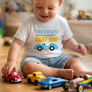 T-shirt Pour Bébé Course de voiture rapide pour la fête du 1er anniv