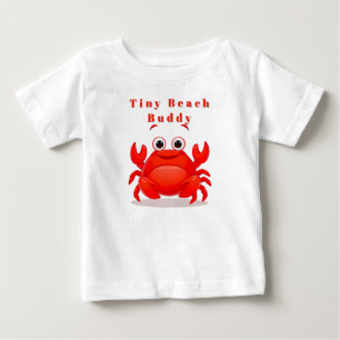 T-shirt Pour Bébé Crabe Rouge de Dessin Animé Joyeux 🦀Bébé Océan Mi