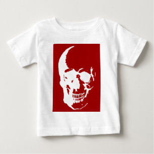 T-shirt Pour Bébé Crâne - Art Fantastique Métal Rouge & Blanc