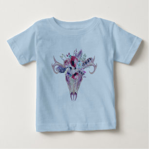 T-shirt Pour Bébé Crâne boho aux fleurs colorées