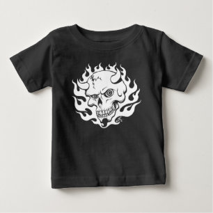 T-shirt Pour Bébé Crâne démon en flammes