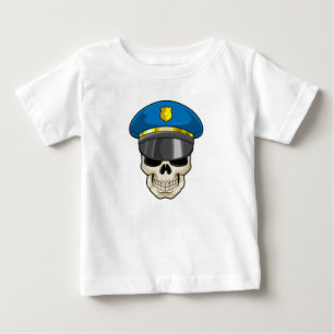 T-shirt Pour Bébé Crâne en tant qu'officier de police avec casquette