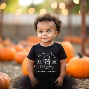T-shirt Pour Bébé Crâne noir et blanc Personnalisé Halloween Party