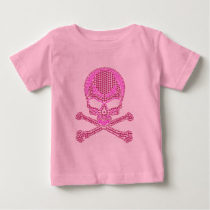 T-shirt Pour Bébé Crâne rose imprimé et os croisés de fausse pier