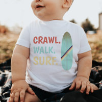 Crawl Walk Surf Rétro Vintage Blue Surfboard