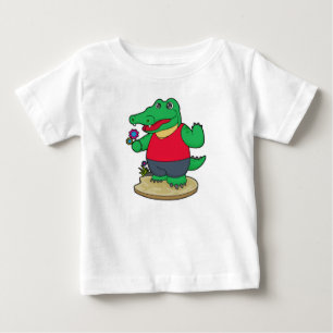 T-shirt Pour Bébé Crocodile aux fleurs