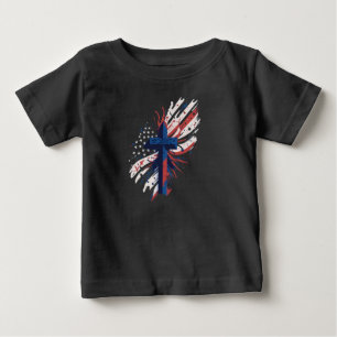 T-shirt Pour Bébé "Croix patriotique - Célébrer avec fierté et métie