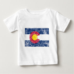 T-shirt Pour Bébé Cru de drapeau d'état du Colorado