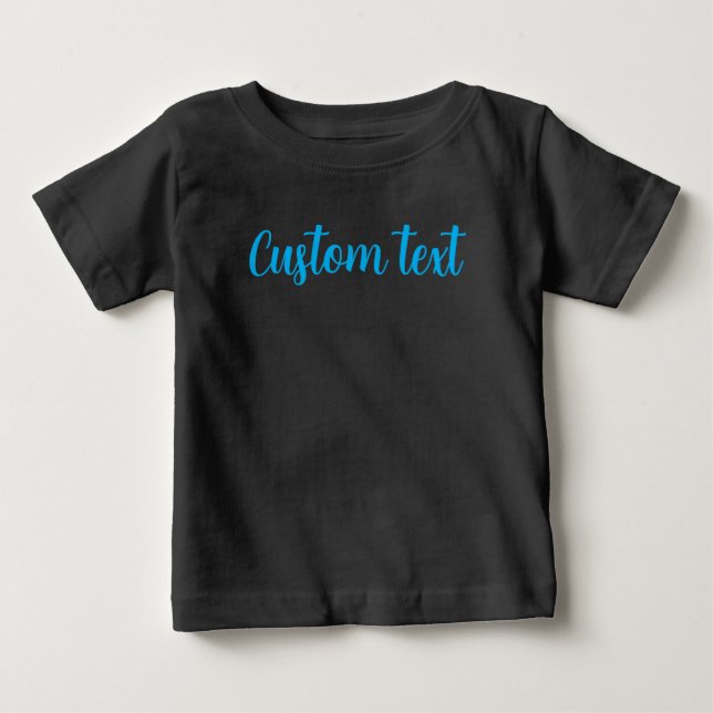 T-shirt Pour Bébé Custom Hand Script Text Template Black & Blue (Devant)