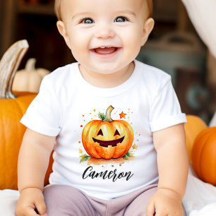 T-shirt Pour Bébé Cute aquarelle Jack-o'-lantern Halloween