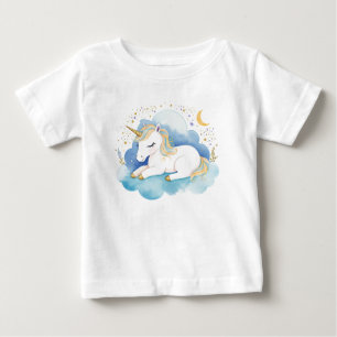T-shirt Pour Bébé Cute Baby Unicorn sur la Lune -