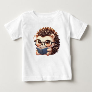 T-shirt Pour Bébé Cute Chibi Lecture Hedgehog