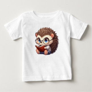 T-shirt Pour Bébé Cute Chibi Lecture Hedgehog