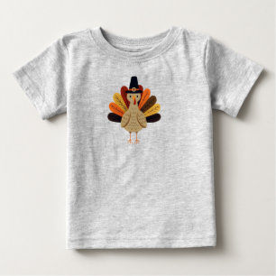T-shirt Pour Bébé Cute, classique/vintage Thanksgiving Turquie
